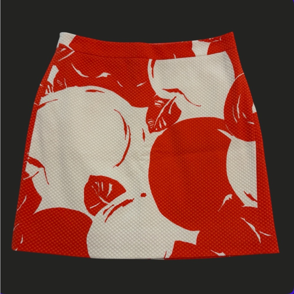 J.CREW Orange and White Patterned Skirt